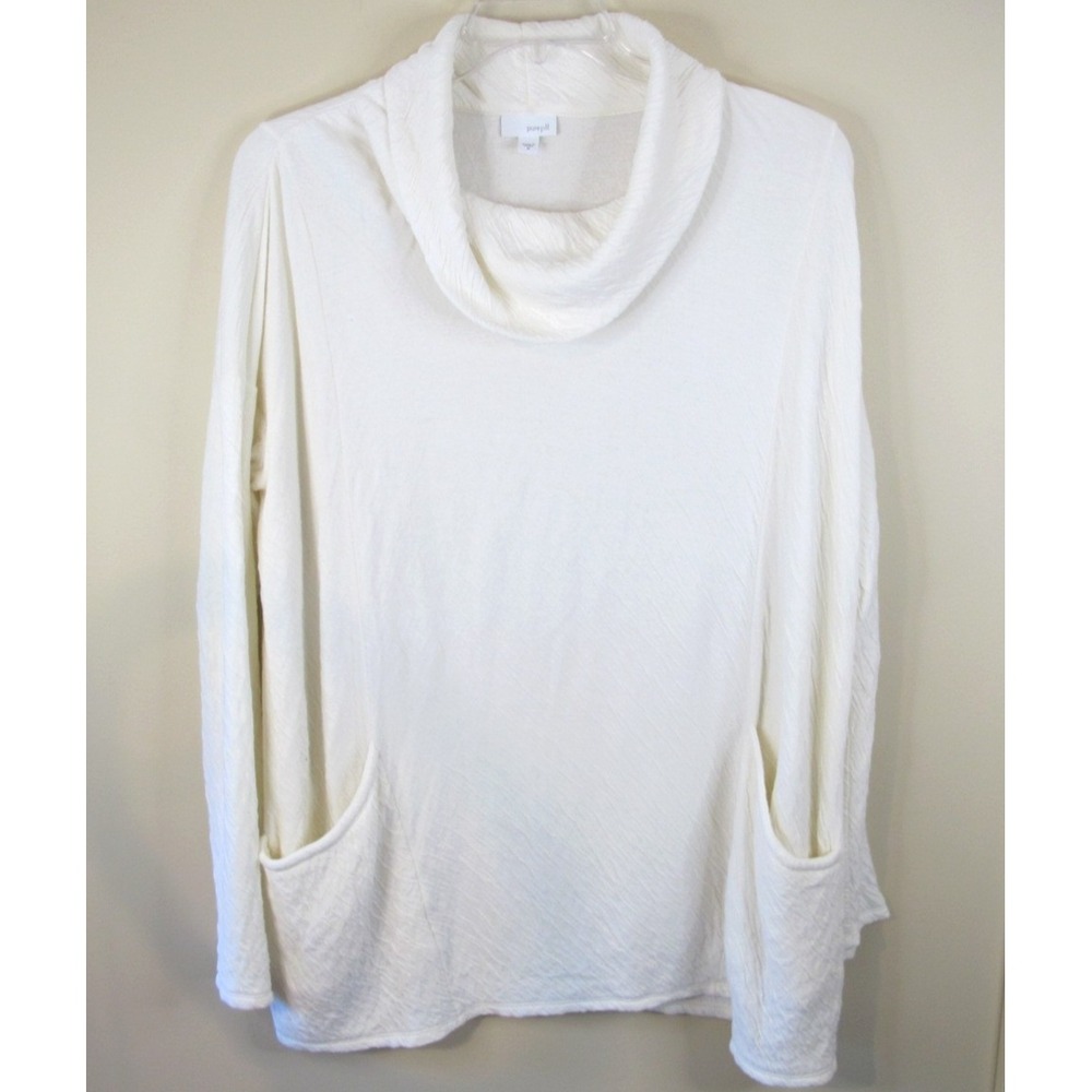 J. Jill Purejill Long Sleeve Turtleneck Pullover Cotton Sweater Women's M Cream